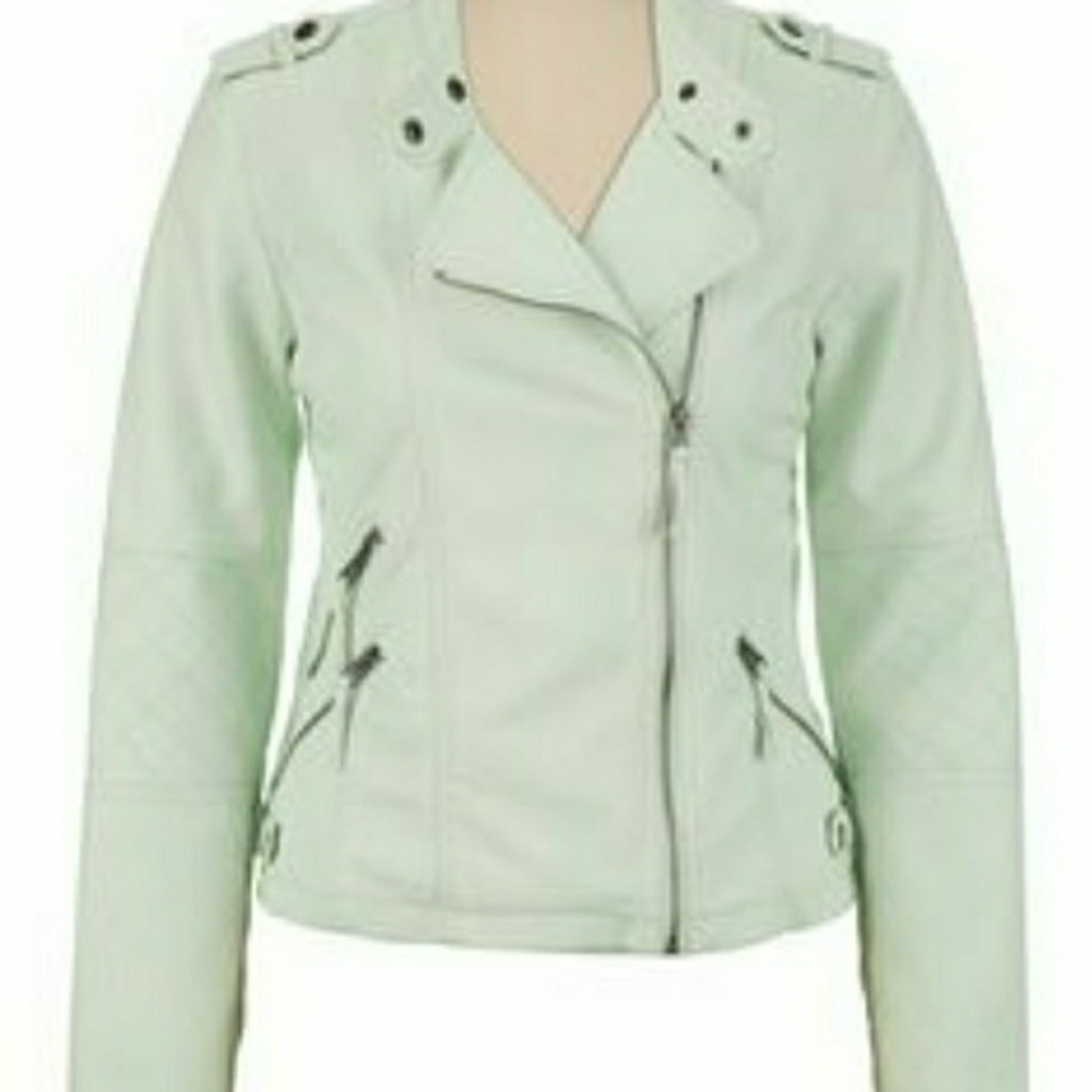 Mint Faux Leather Jacket